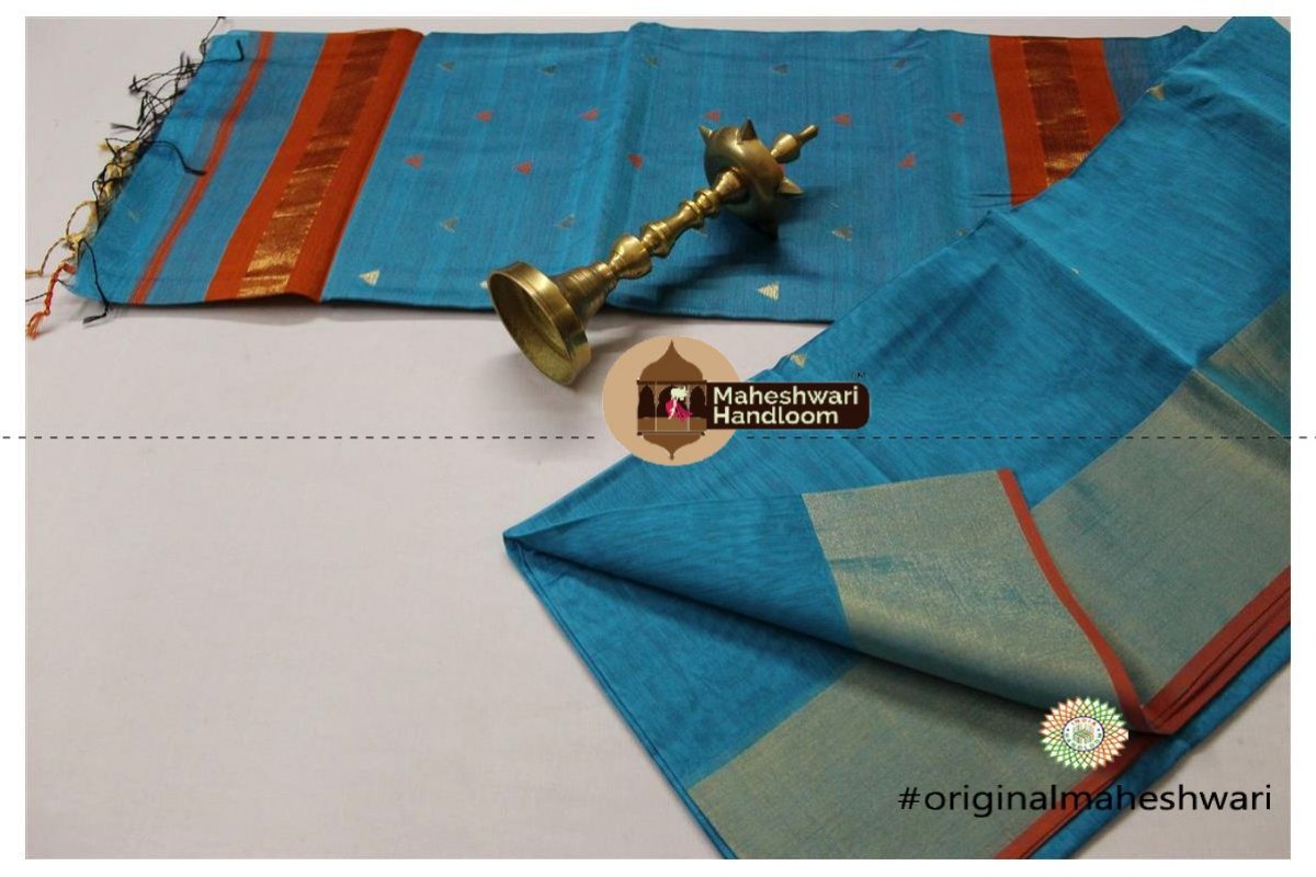 Maheshwari Firozi Buti - Motifs Saree