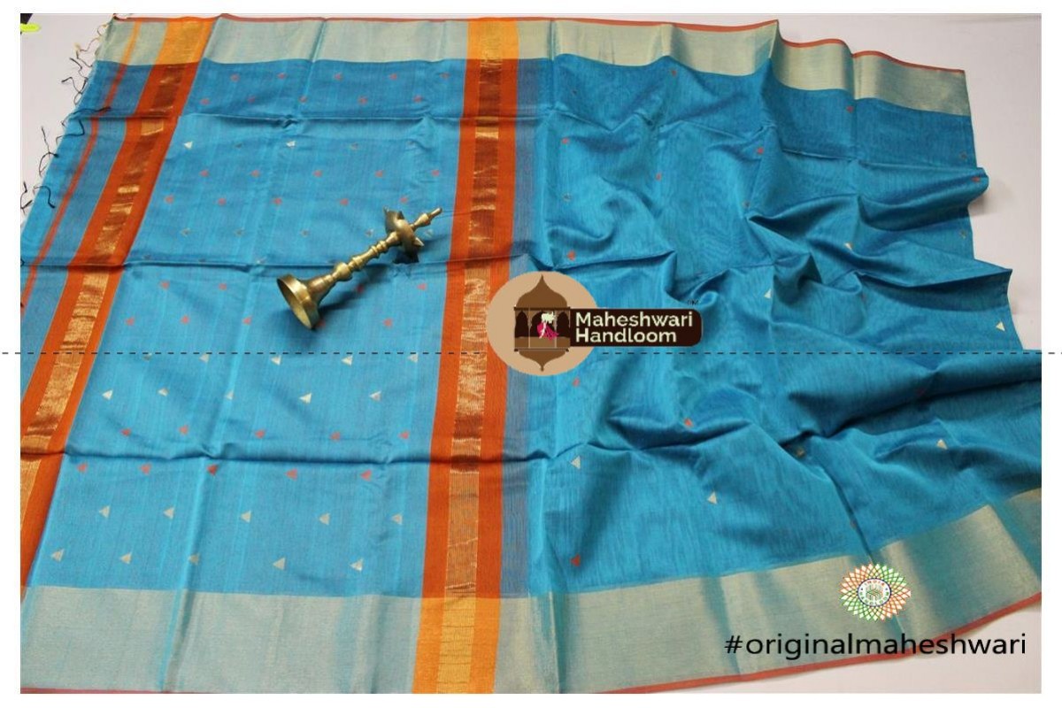 Maheshwari Firozi Buti - Motifs Saree