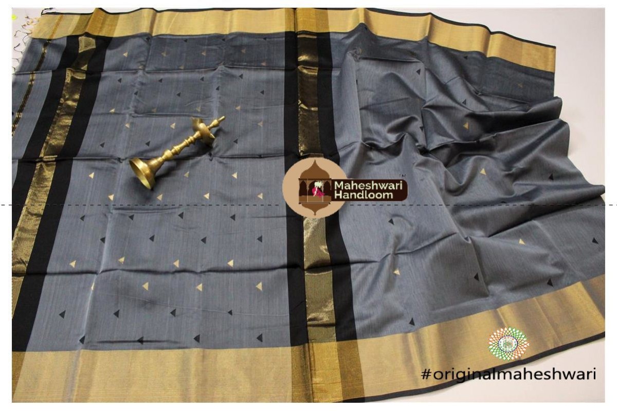 Maheshwari Grey Buti - Motifs Saree