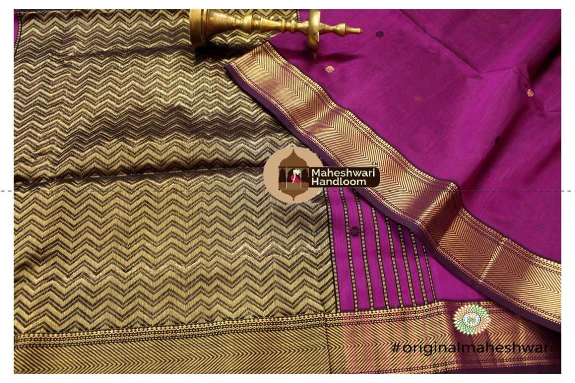 Maheshwari Magenta Heavy Pallu Saree