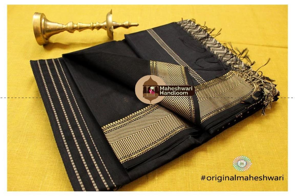 Maheshwari Black Heavy Pallu saree