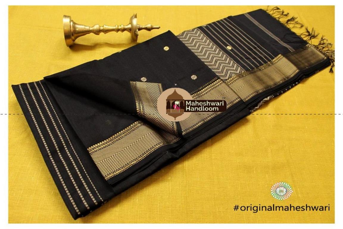 Maheshwari Black Heavy Pallu saree