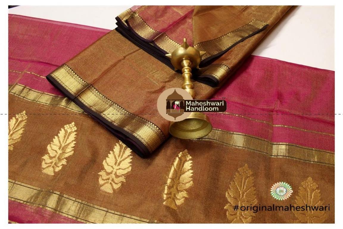 Maheshwari Brown -Carrot Red  Suit