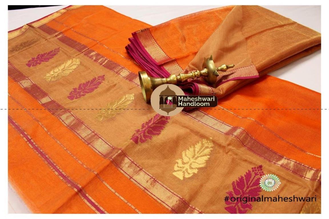 Maheshwari Golden Yellow-Orange  Suit
