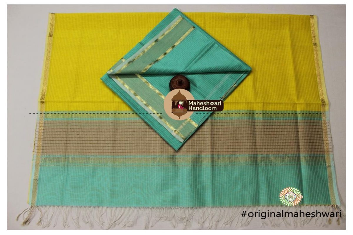 Maheshwari Sea Green - Yellow Green Top Dupatta Material