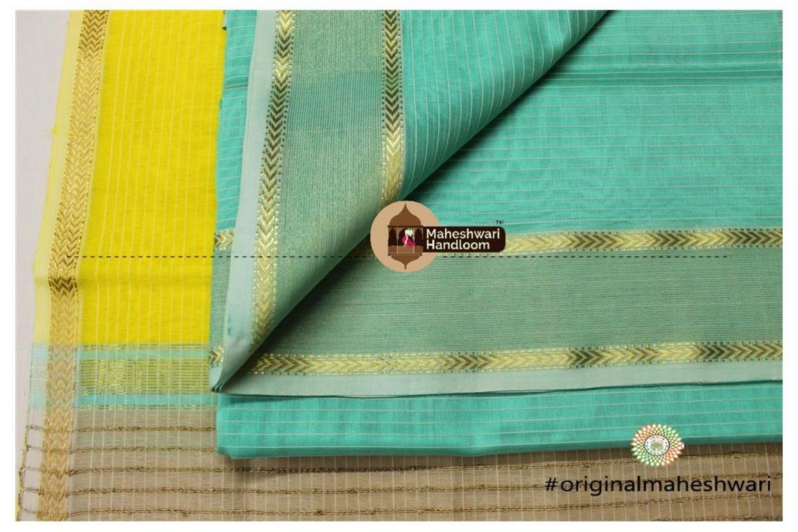 Maheshwari Sea Green - Yellow Green Top Dupatta Material