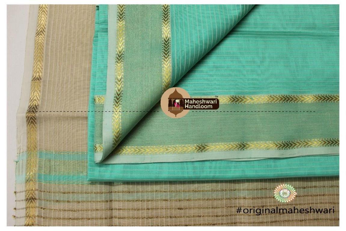 Maheshwari Sea Green -Grey Top Dupatta Material