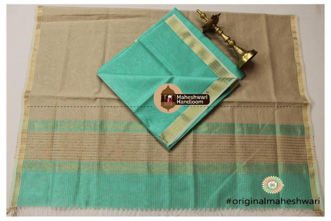 Maheshwari Sea Green -Tussar Top Dupatta Material