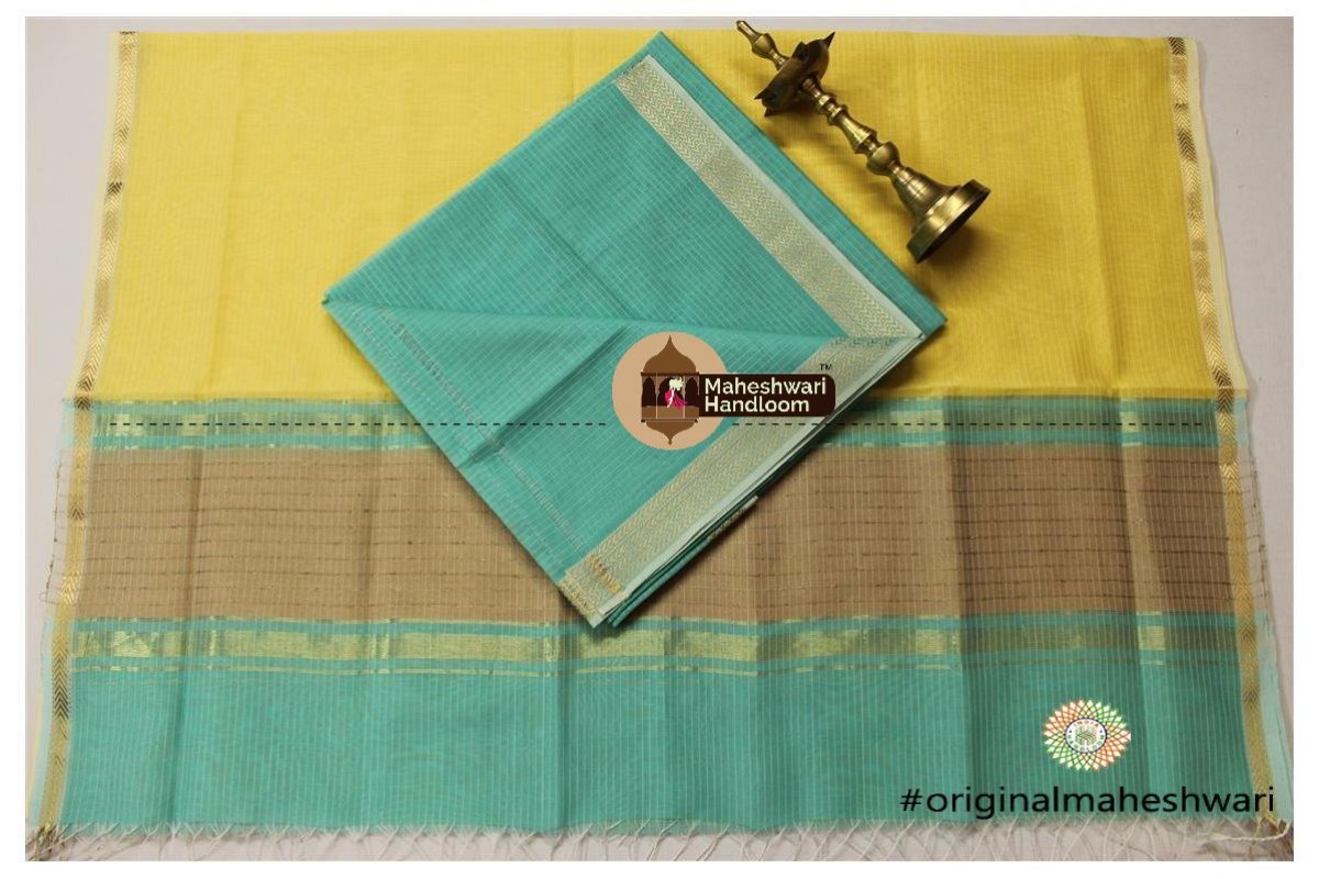 Maheshwari Sea Green -Light Yellow Green Top Dupatta Material