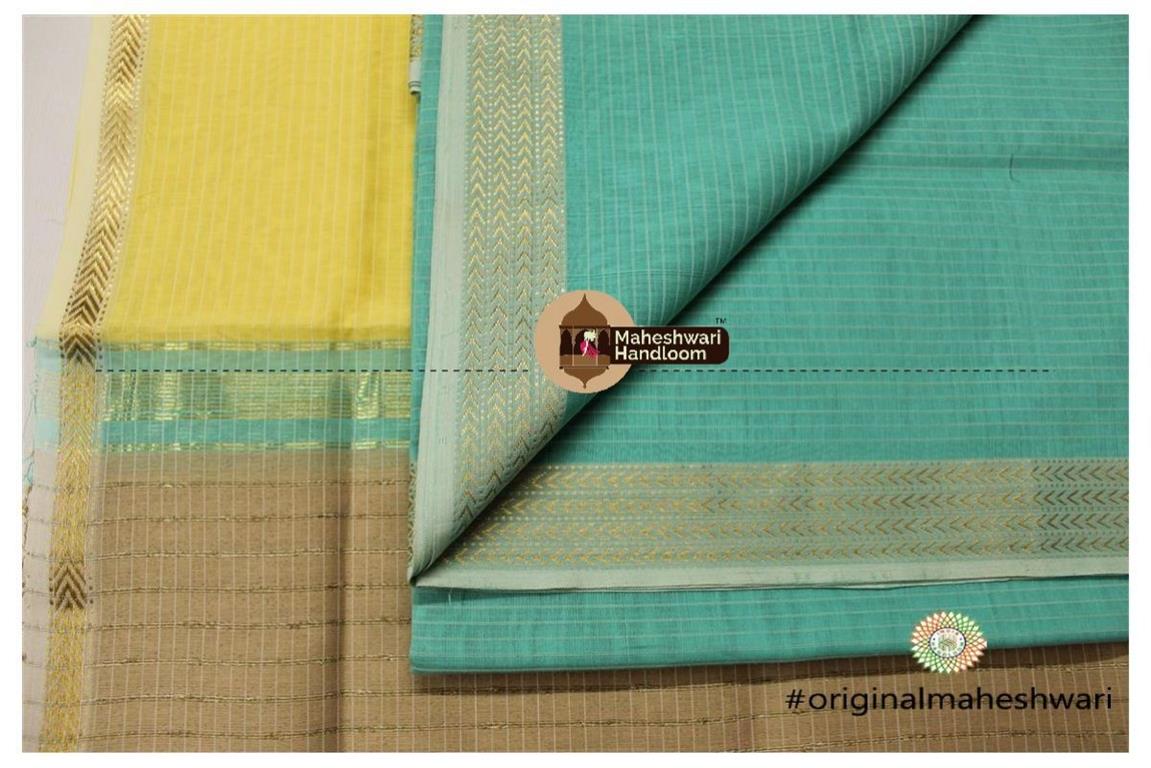 Maheshwari Sea Green -Light Yellow Green Top Dupatta Material
