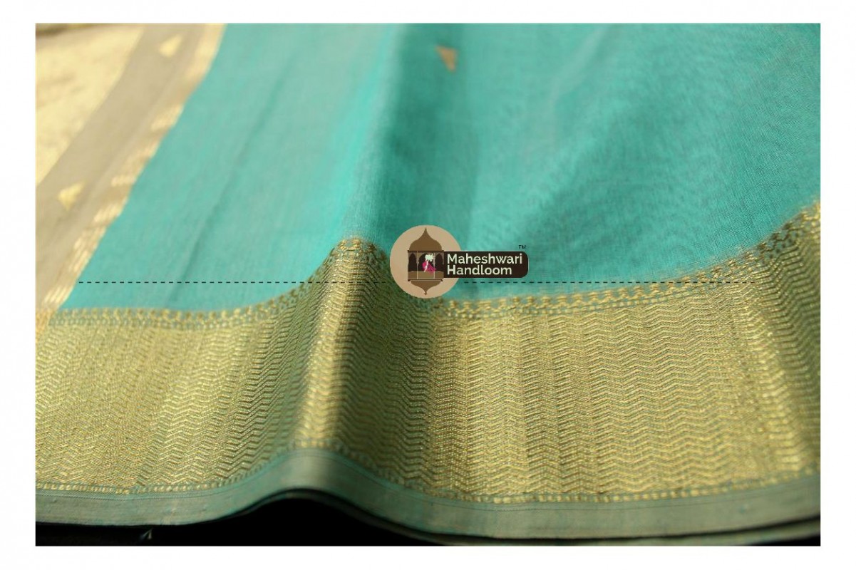 Maheshwari Sea Green Tringle Buti Weaving saree
