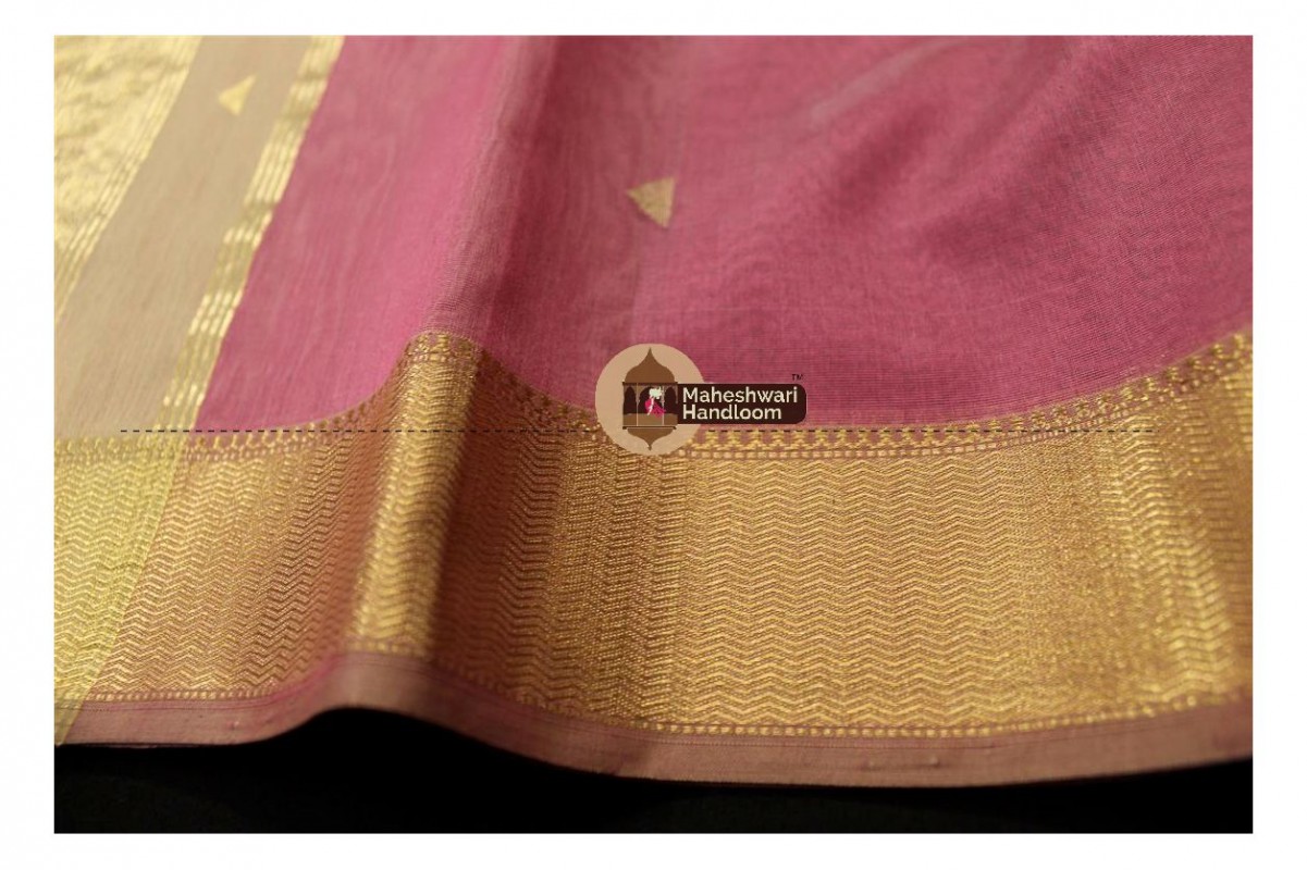 Maheshwari Baby Pink Tringle Buti Weaving saree