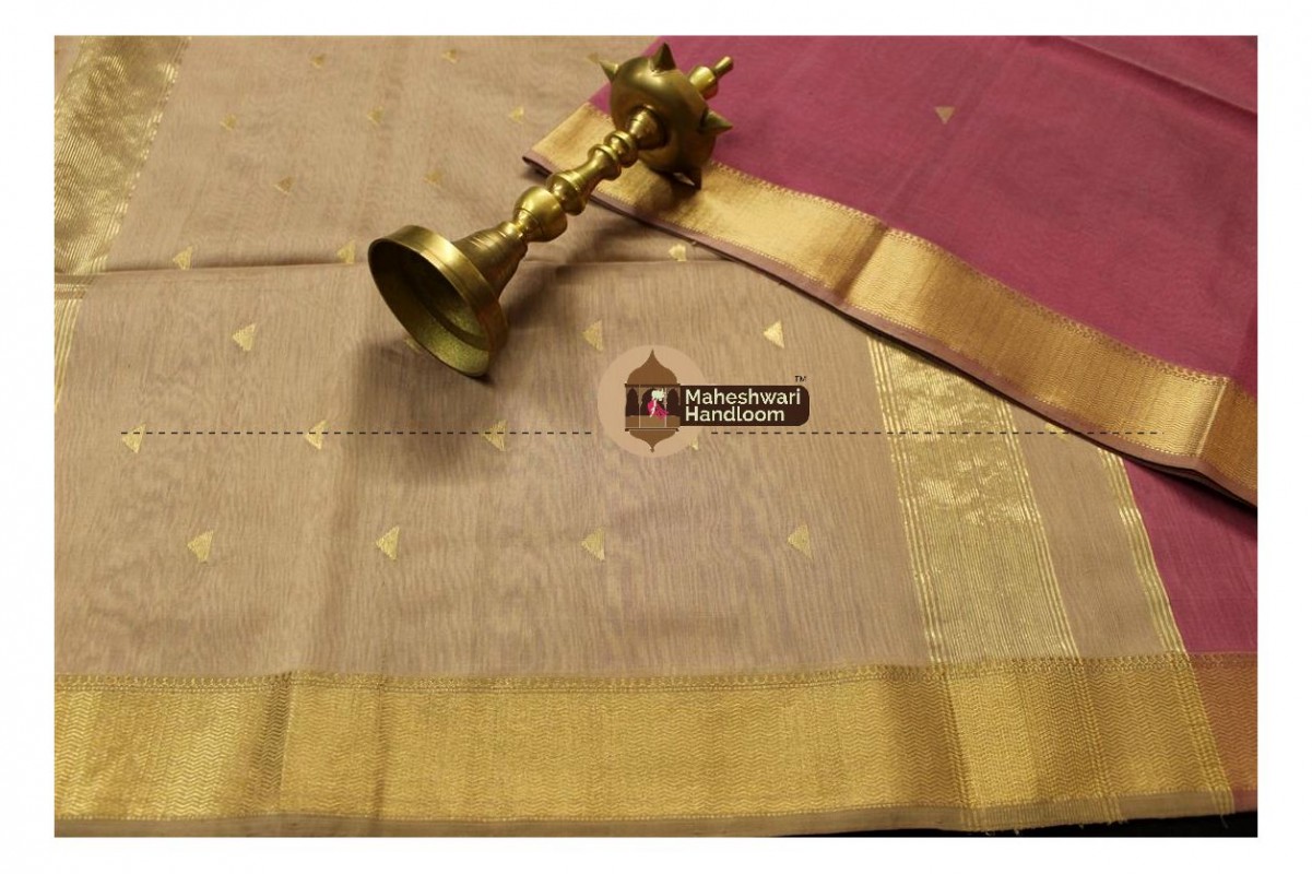 Maheshwari Baby Pink Tringle Buti Weaving saree