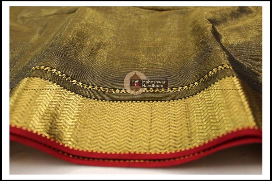 Maheshwari Mehandi Green Tissue Buti Pallu Weaving Saree