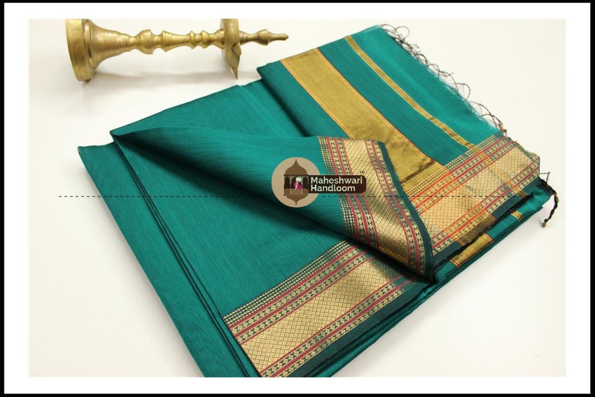 Maheshwari Rama Green  Jari Hansa Border Saree