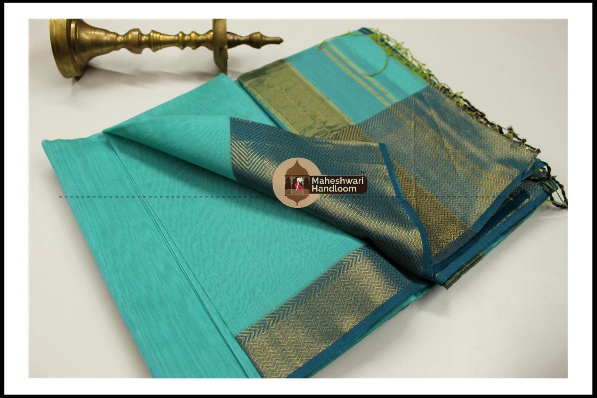 Maheshwari Sea Green Jari skirt Border saree