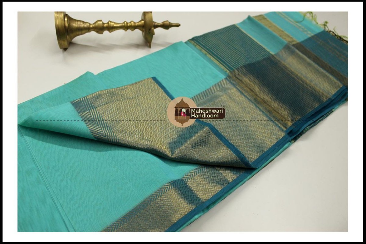 Maheshwari Sea Green Jari skirt Border saree