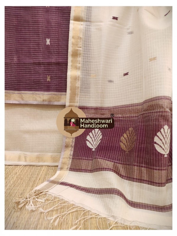 Maheshwari Magenta-White Buta-Buti Suit