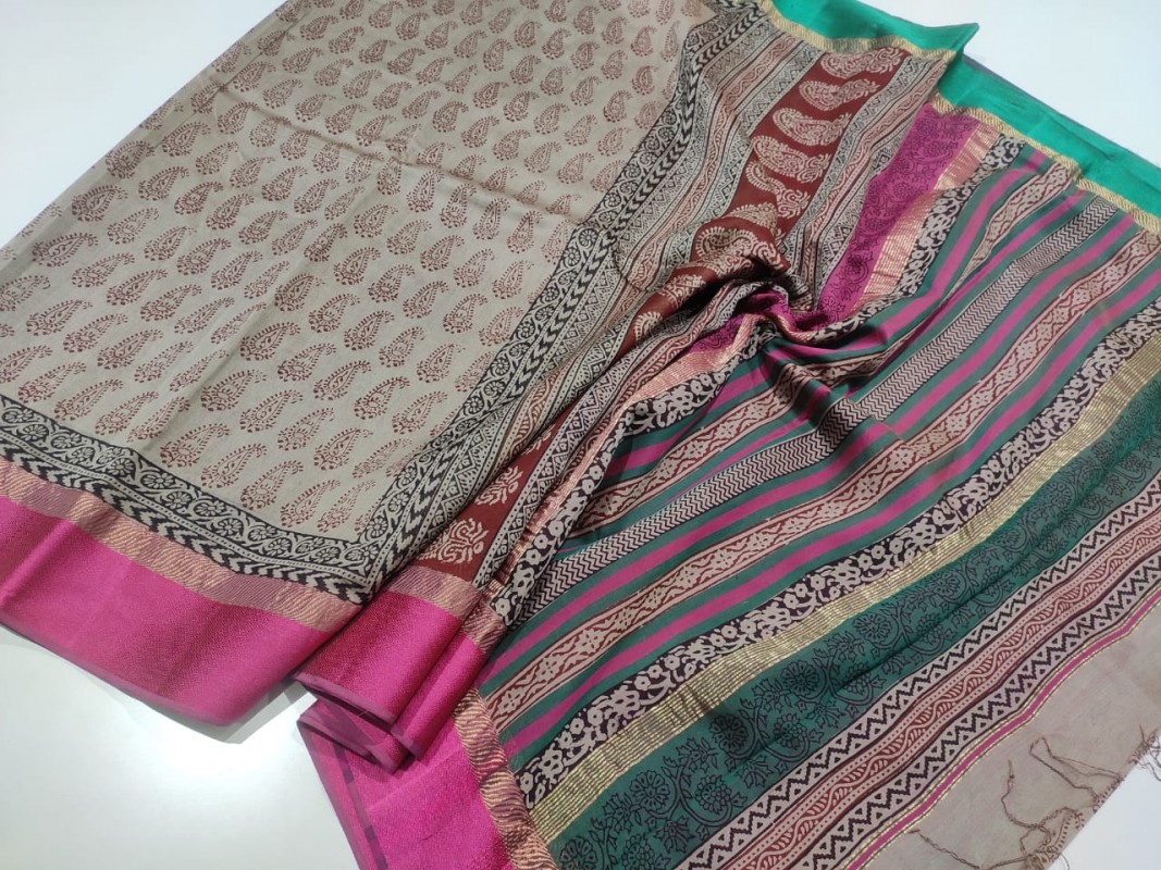 Maheshwari Tussar Bagh Print Saree