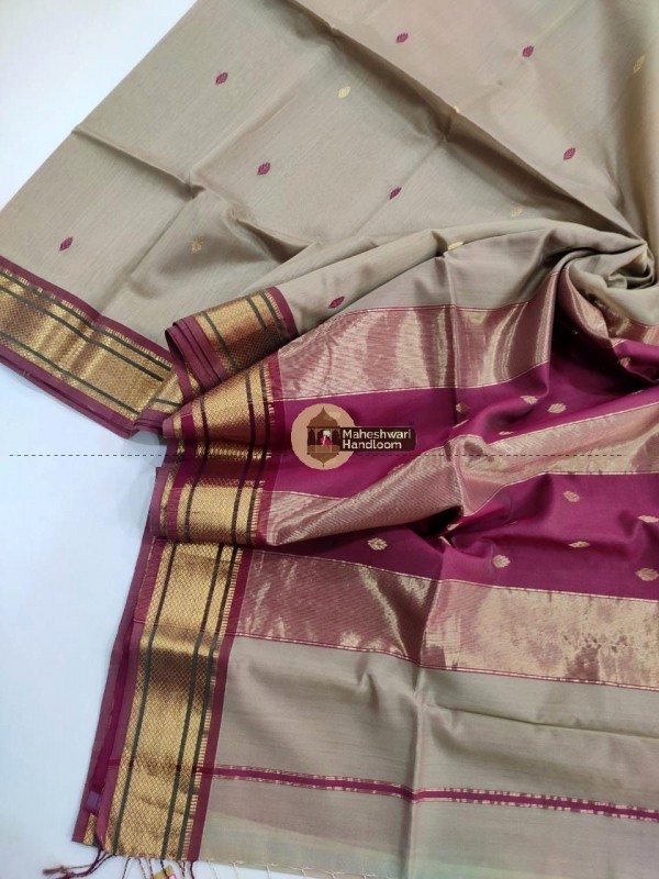 Maheshwari Tussar Hansa Butti Weaving Saree