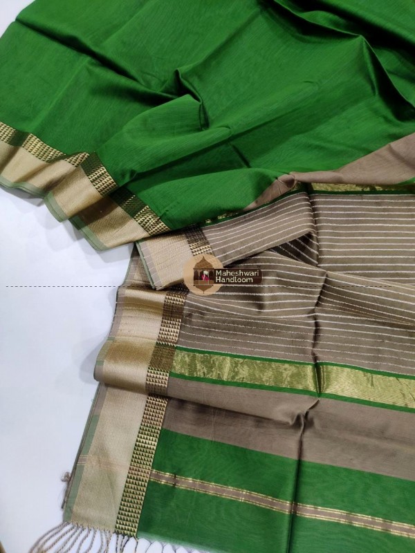 Maheshwari Green Resham Thread Border Saree
