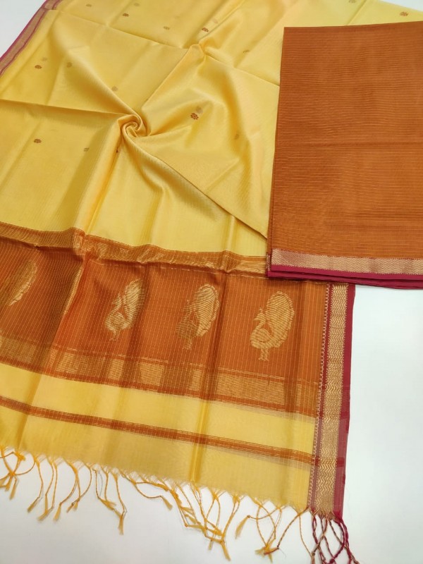 Maheshwari Silk Cotton Top and Dupatta Sets with Buta Weaving Dupatta and Plain Top. Dark  and Light colour