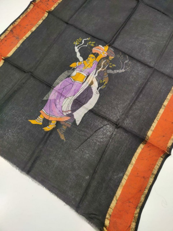 Handwoven Silk Cotton Batik Figure Handpainted Silk Dupattas.