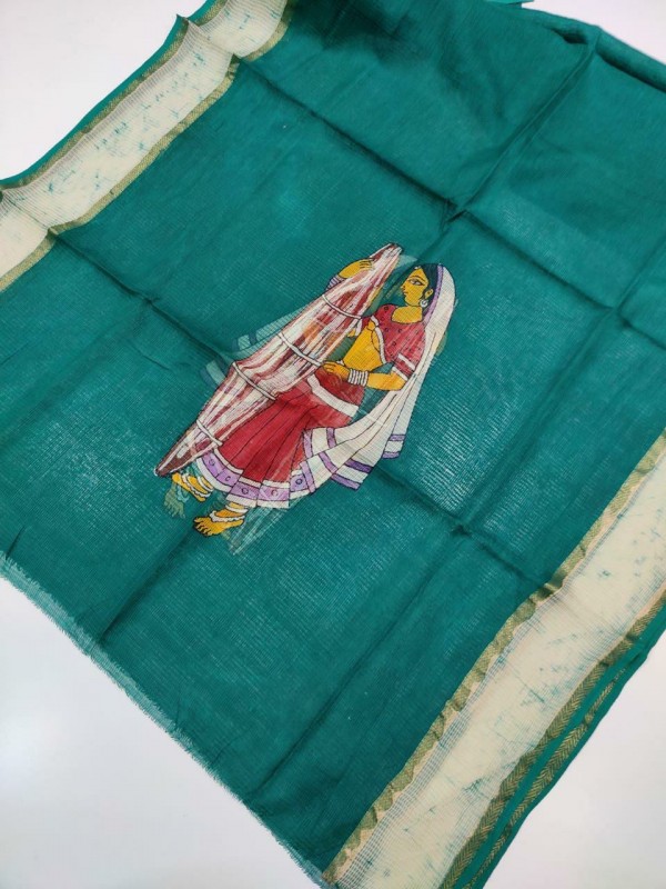 Handwoven Silk Cotton Batik Figure Handpainted Silk Dupattas.