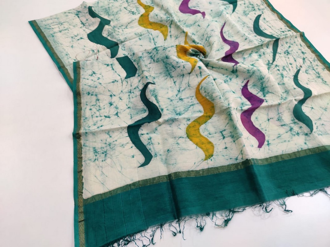 Maheshwari Handwoven Silk Cotton Batik Handblock Printed Dupattas