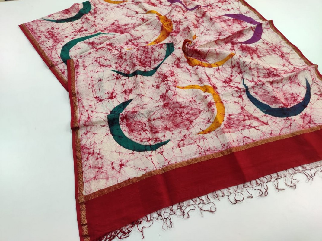 Maheshwari Handwoven Silk Cotton Batik Handblock Printed Dupattas
