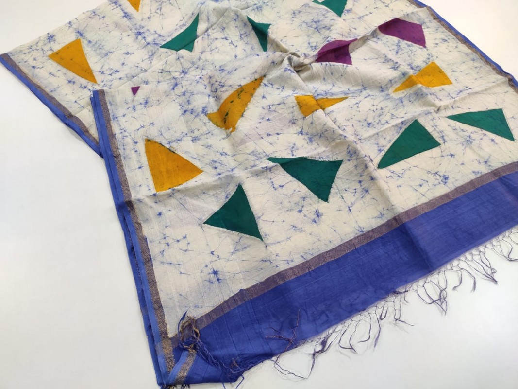 Maheshwari Handwoven Silk Cotton Batik Handblock Printed Dupattas