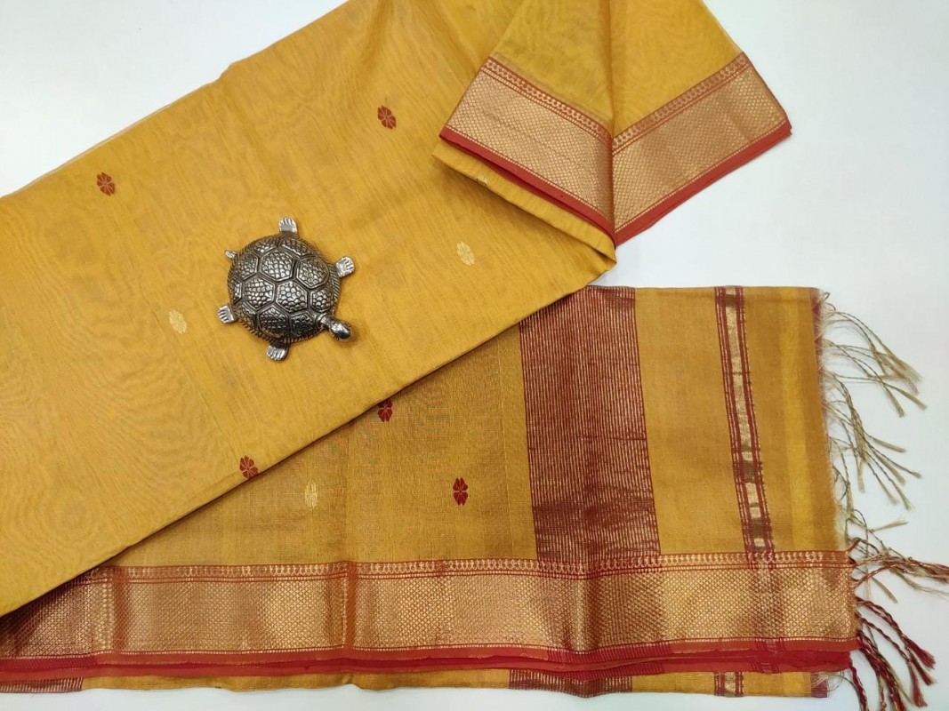 Maheshwari Handwoven Tissue weaving Sarees with all over Butti weaving
