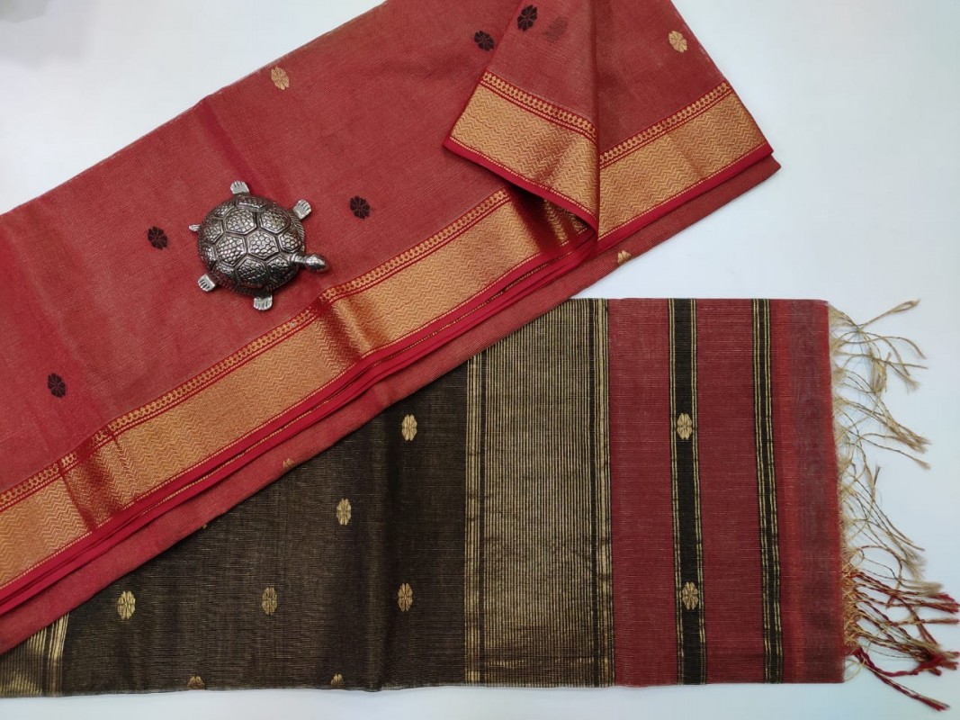Maheshwari Handwoven Tissue weaving Sarees with all over Butti weaving