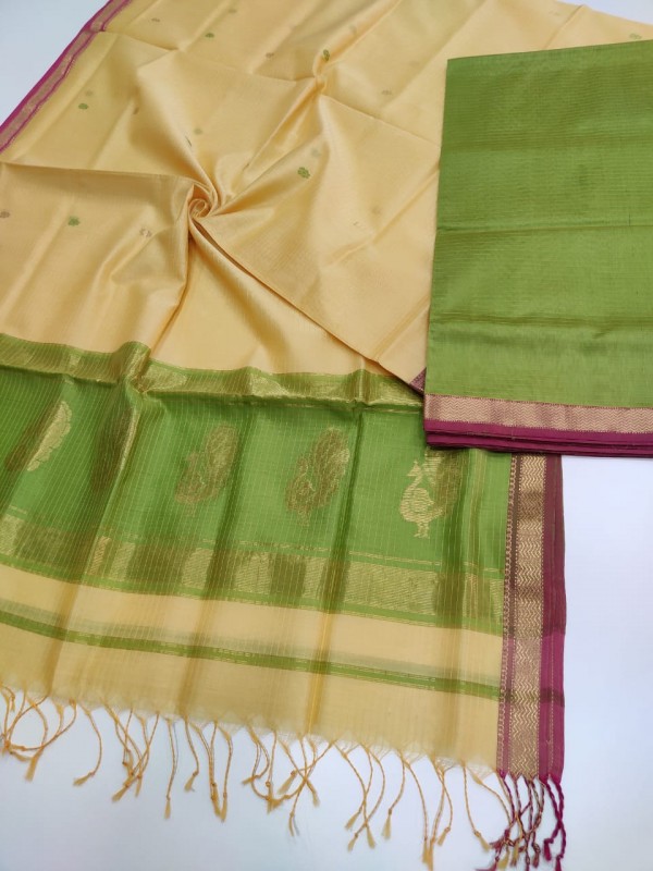 Maheshwari Green -Peach  Buta -Buti Suit