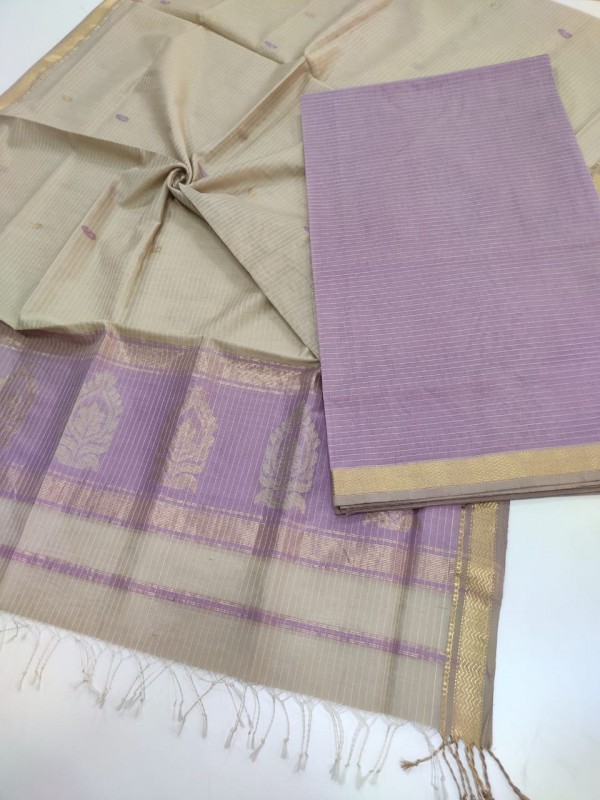 Maheshwari Baby Pink-Beige Buta-Buti Suit