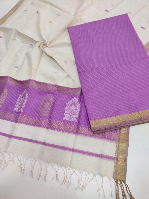 Maheshwari Pink-White Buta-Buti Suit