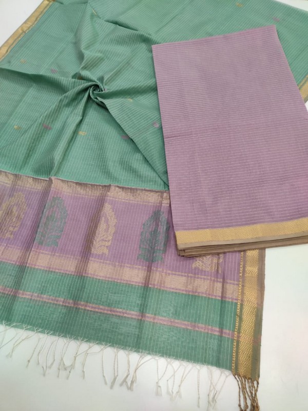 Maheshwari Pink-Green Buta-Buti Suit