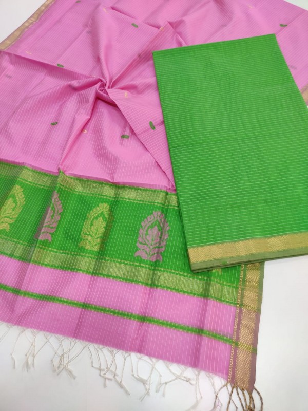 Maheshwari Green-Pink Buta-Buti Suit