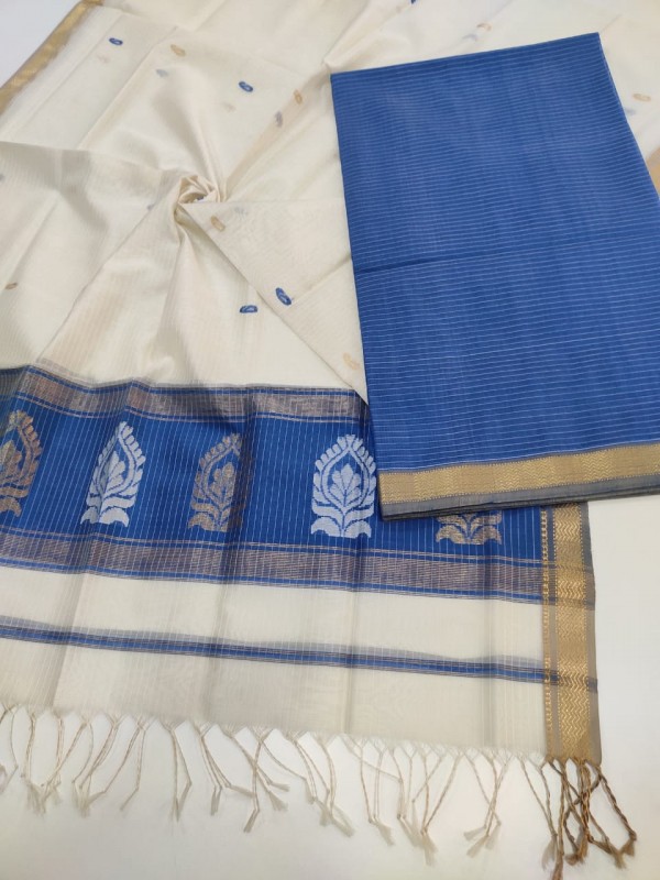 Maheshwari Blue-White Buta-Buti Suit