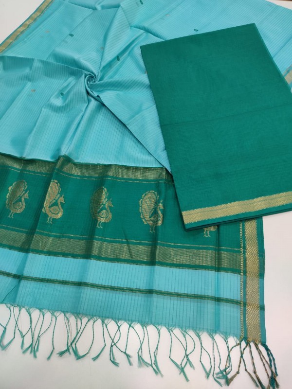 Maheshwari Rama Green-Sea Green Buta-Buti Suit