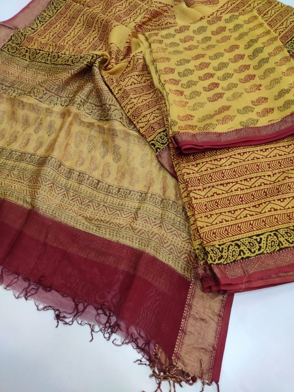 Maheshwari Yellow Bagh print Silk Cotton Suits
