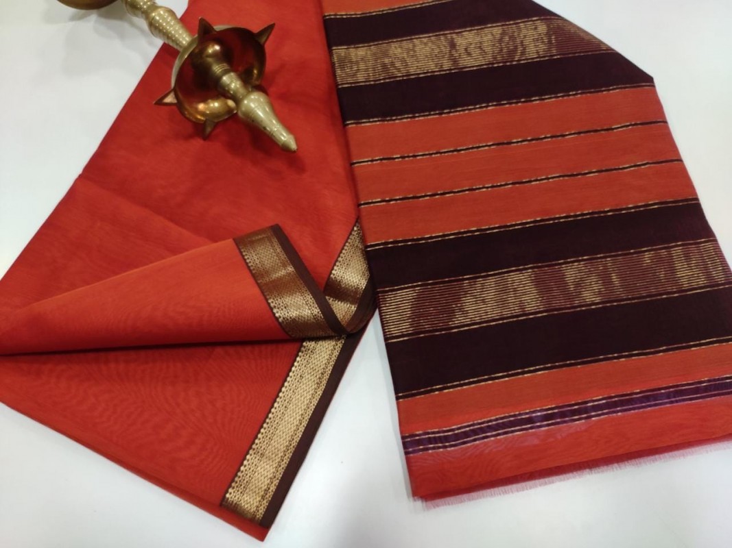 Maheshwari Red Gicha Pallu Saree