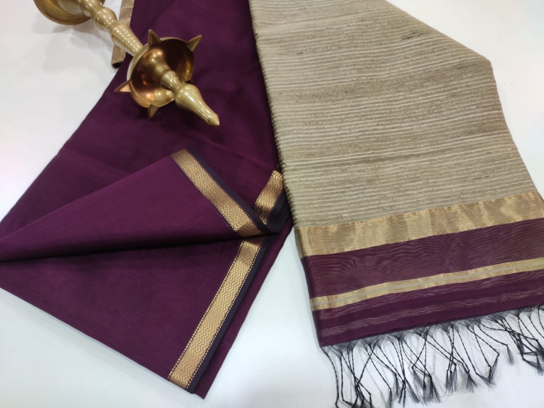 Maheshwari Wine Gicha Pallu Saree