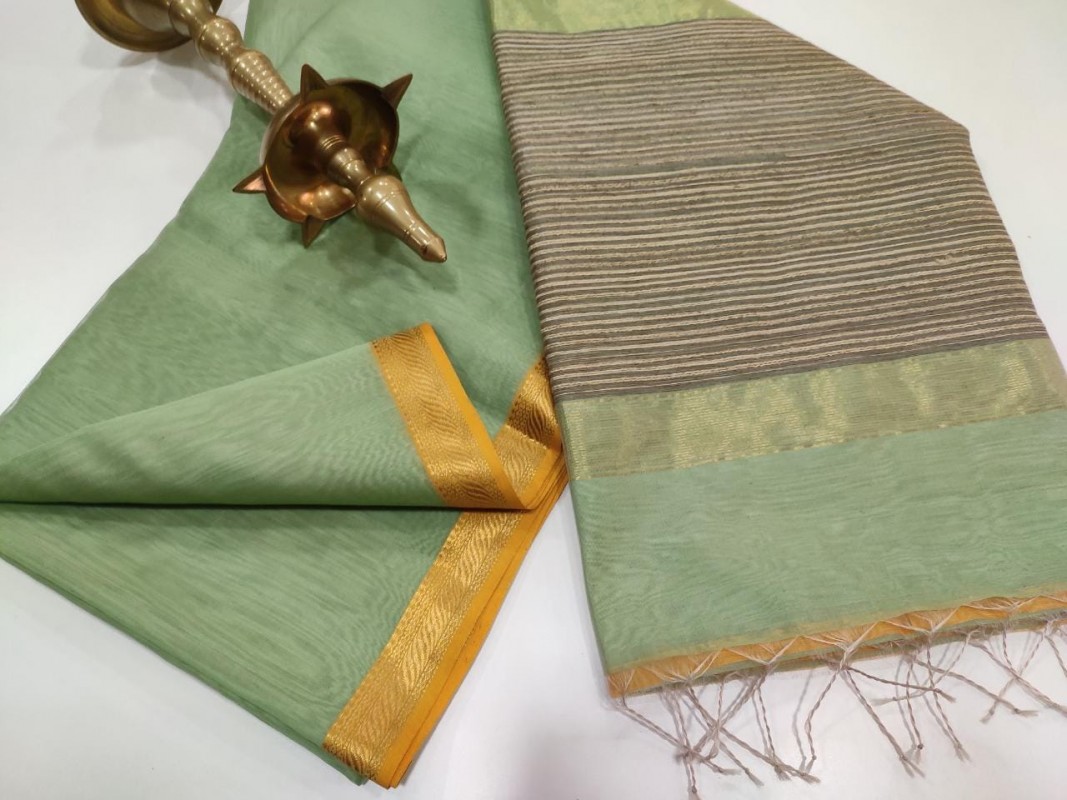 Maheshwari Pista Green Gicha Pallu Saree