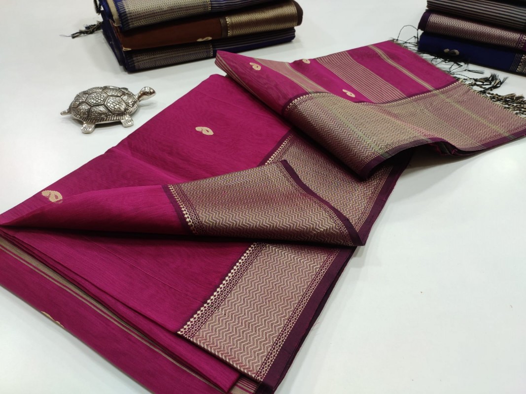 Maheshwari Rani Pink Resham Buti Weaving Saree
