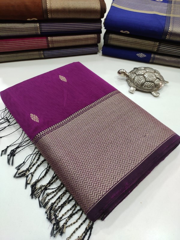 Maheshwari Magenta ReshamButi Weaving Saree