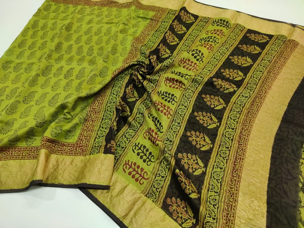 Maheshwari Green Bagh Print Saree