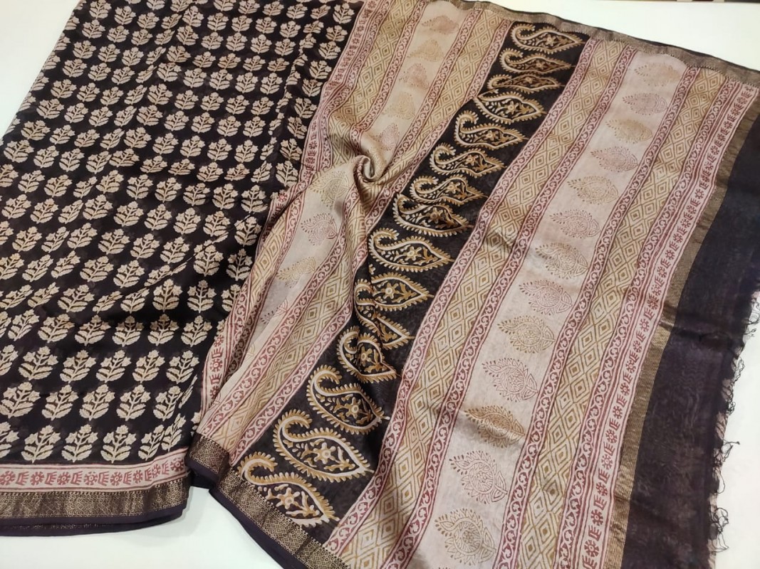 Maheshwari Black Bagh Print Saree