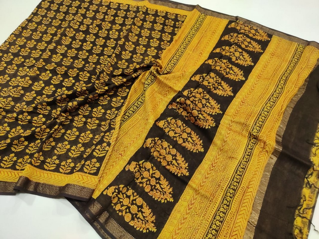 Maheshwari Black Bagh Print Saree