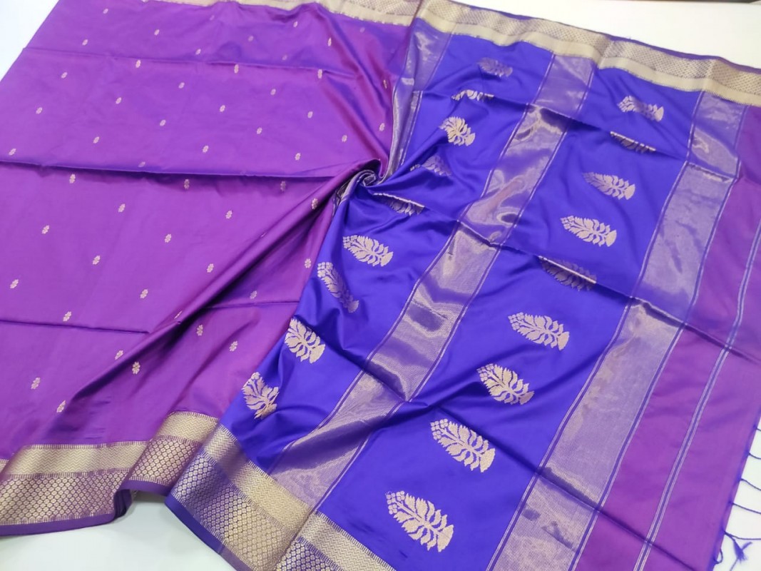 Maheshwari Magenta Pure Silk Saree